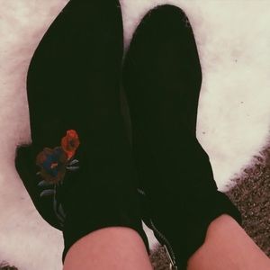 black floral booties